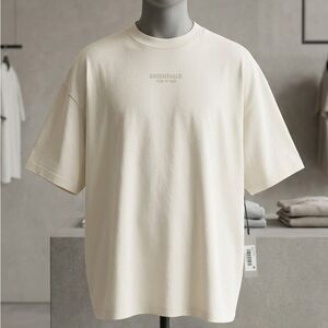 Fear of God Essentials T-Shirt White Size M Oversized Tee Rubber Patch Logo